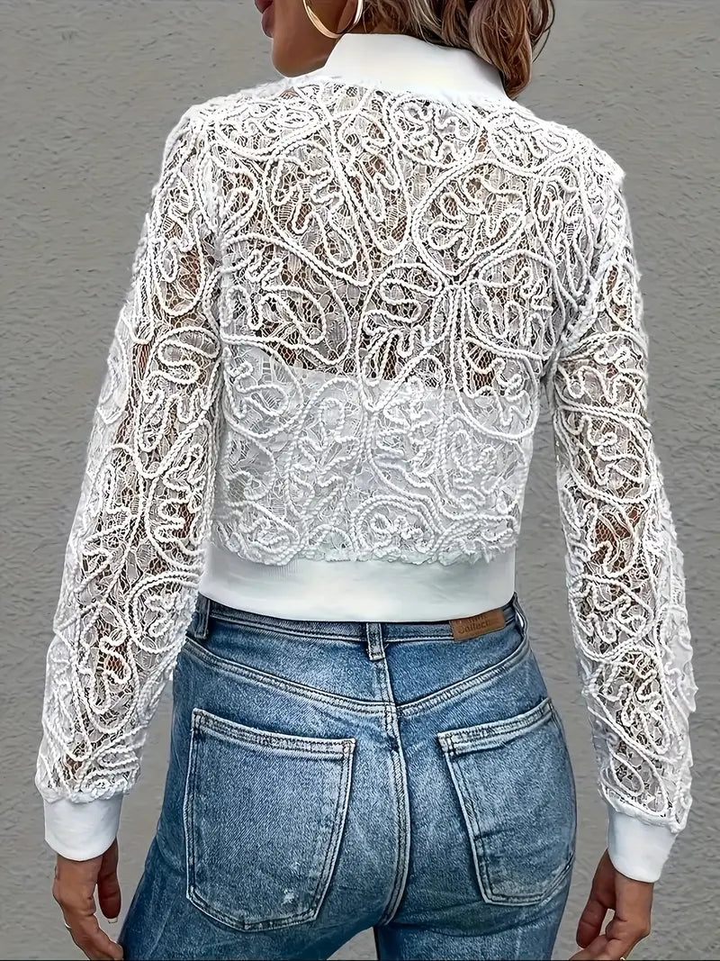 Michela Crop Lace Bomber