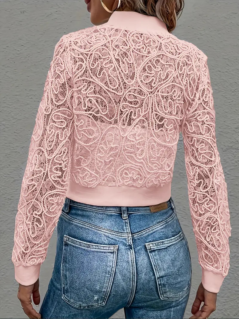 Michela Crop Lace Bomber