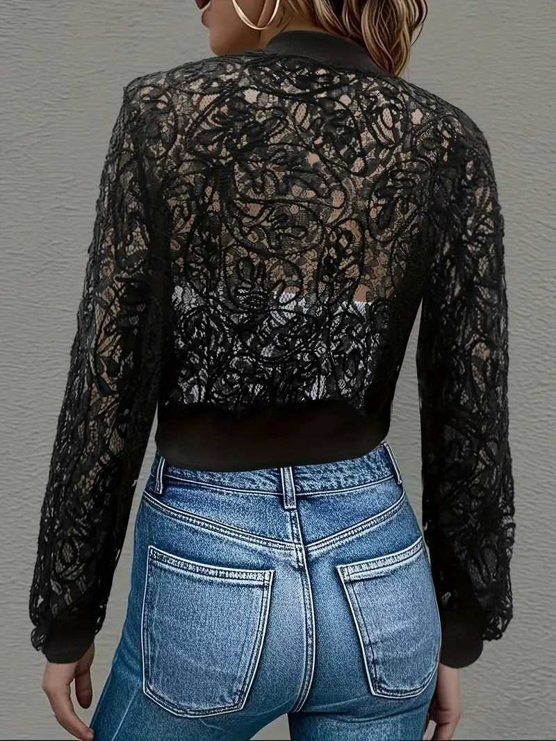 Michela Crop Lace Bomber