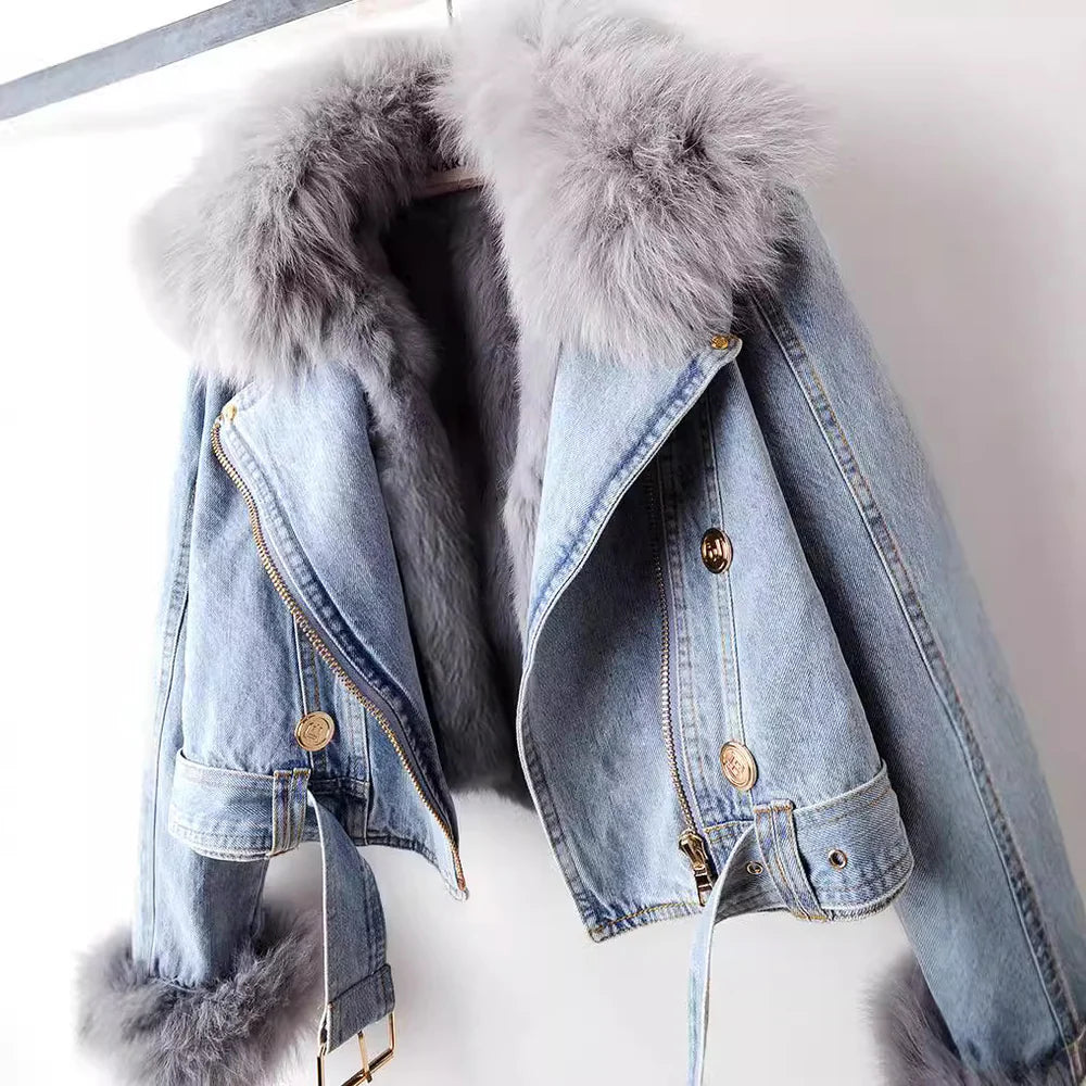 Arianna Denim Fur Jacket