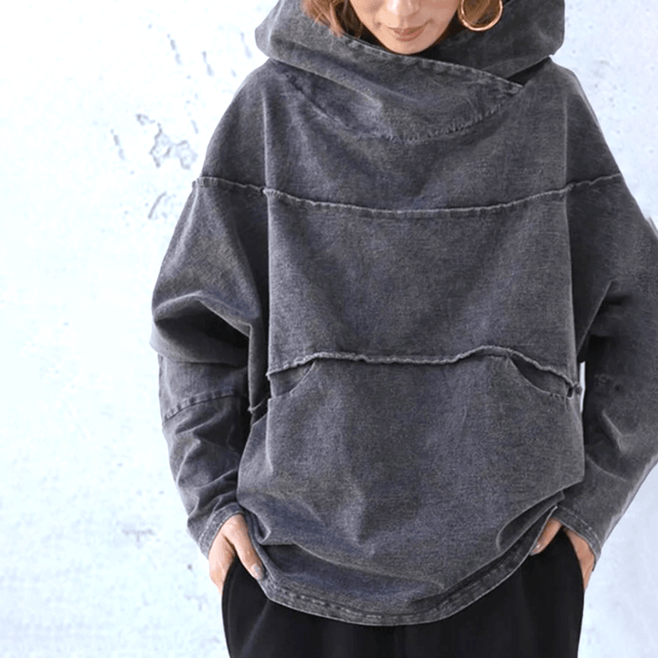 Loralie Comfy Denim Hooded Sweater
