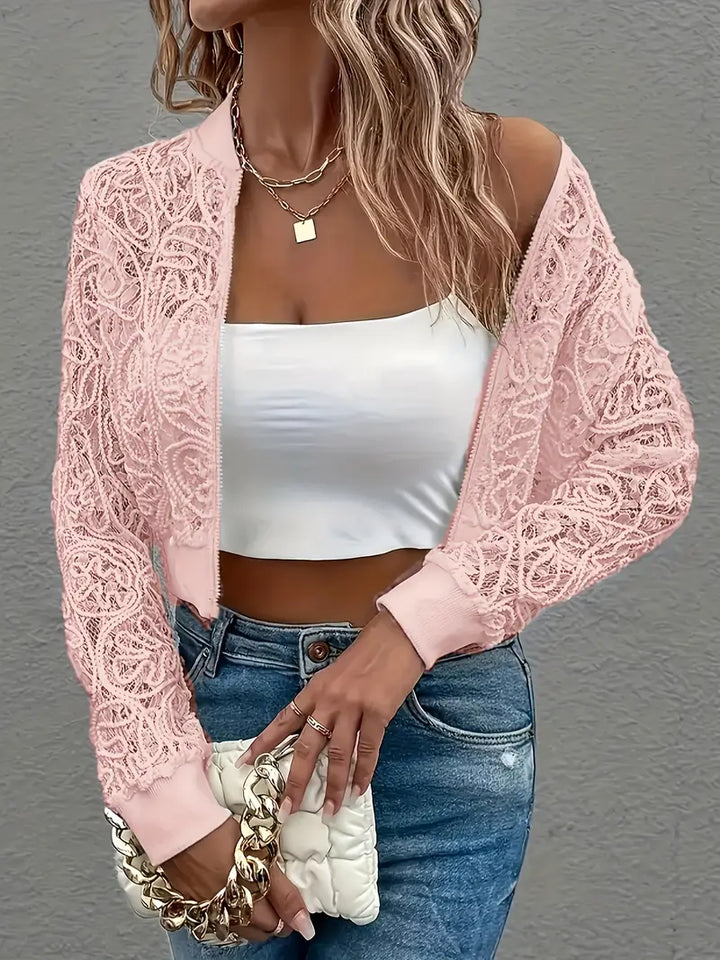 Michela Crop Lace Bomber