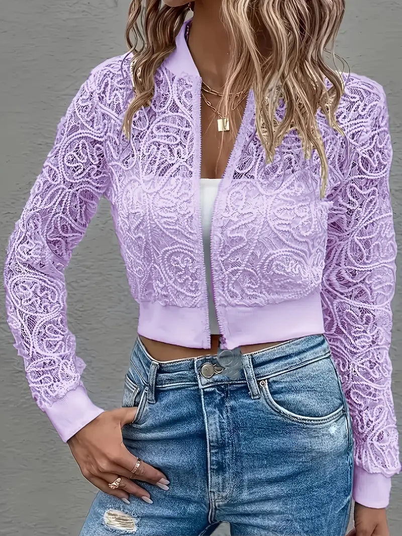 Michela Crop Lace Bomber