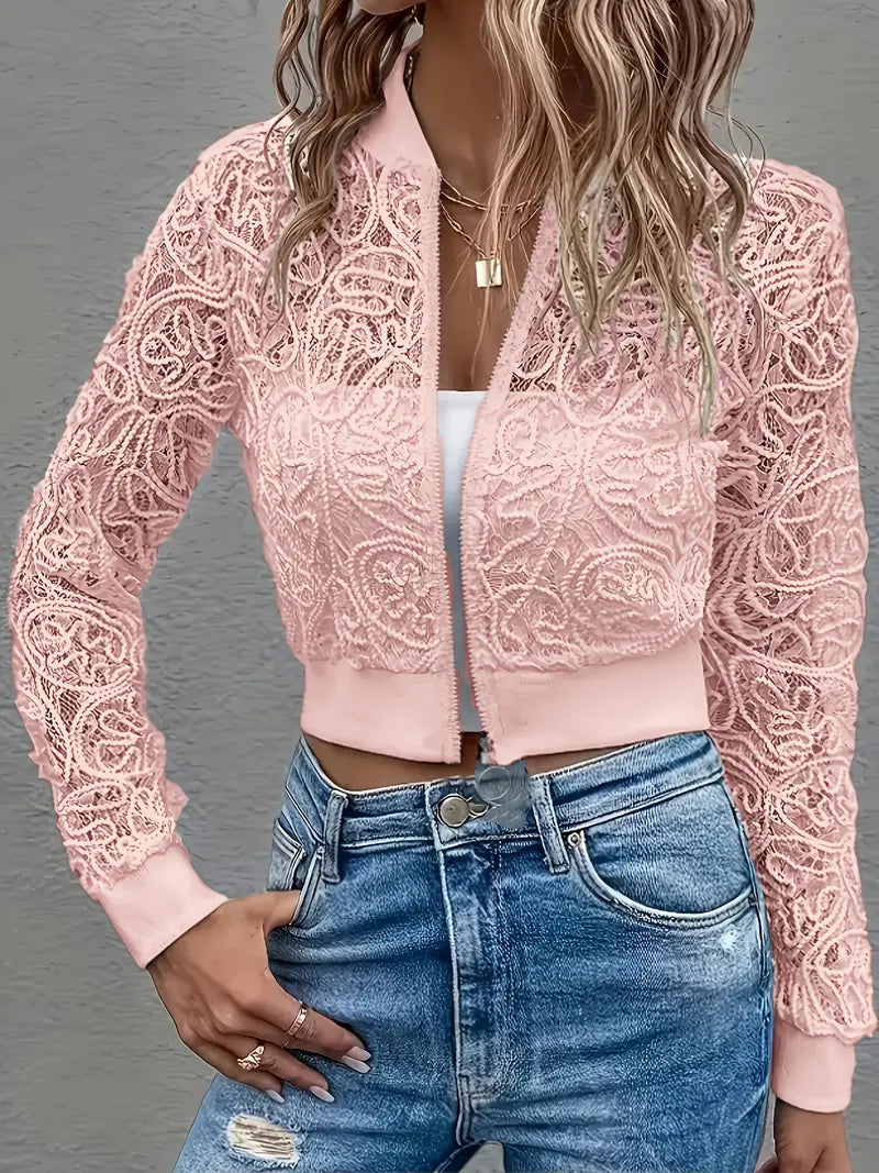 Michela Crop Lace Bomber