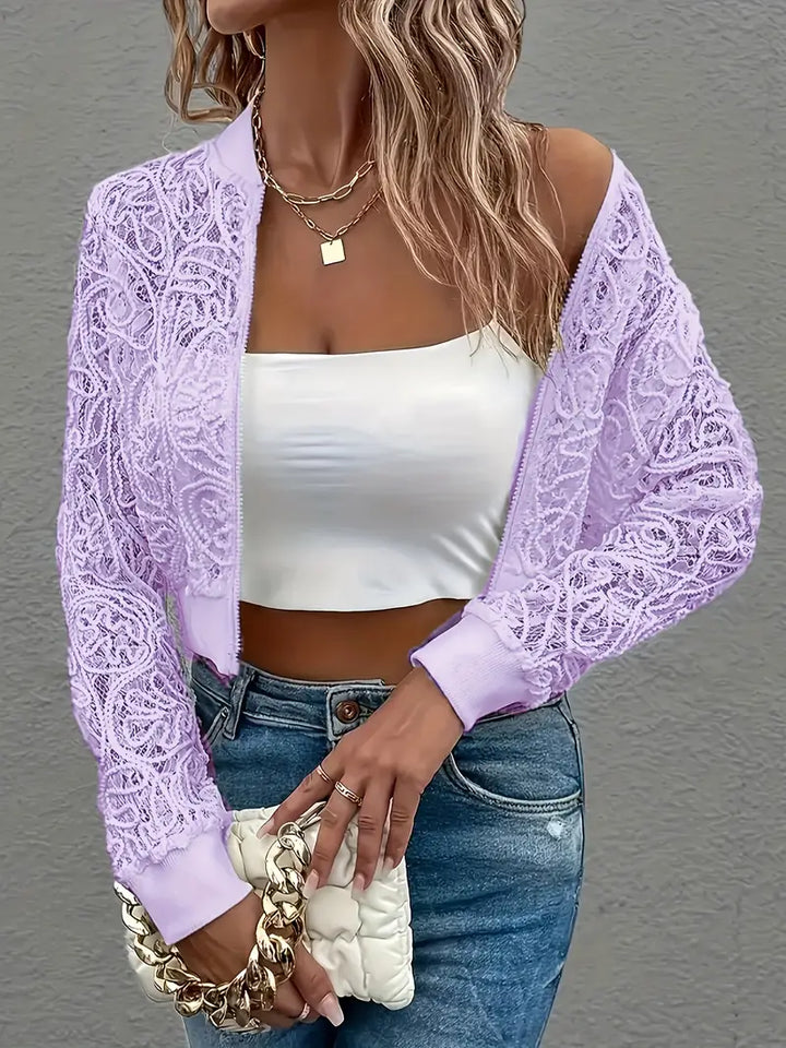 Michela Crop Lace Bomber