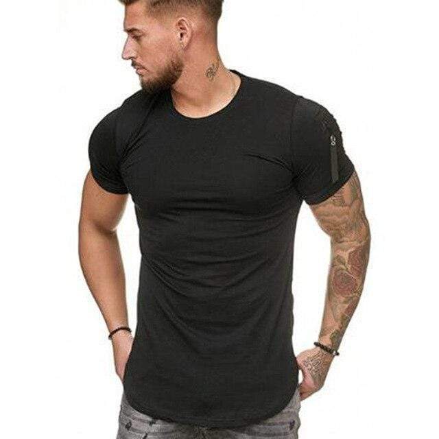 Zipper Shoulder Longline T-Shirt
